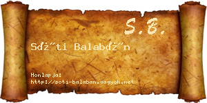 Sóti Balabán névjegykártya